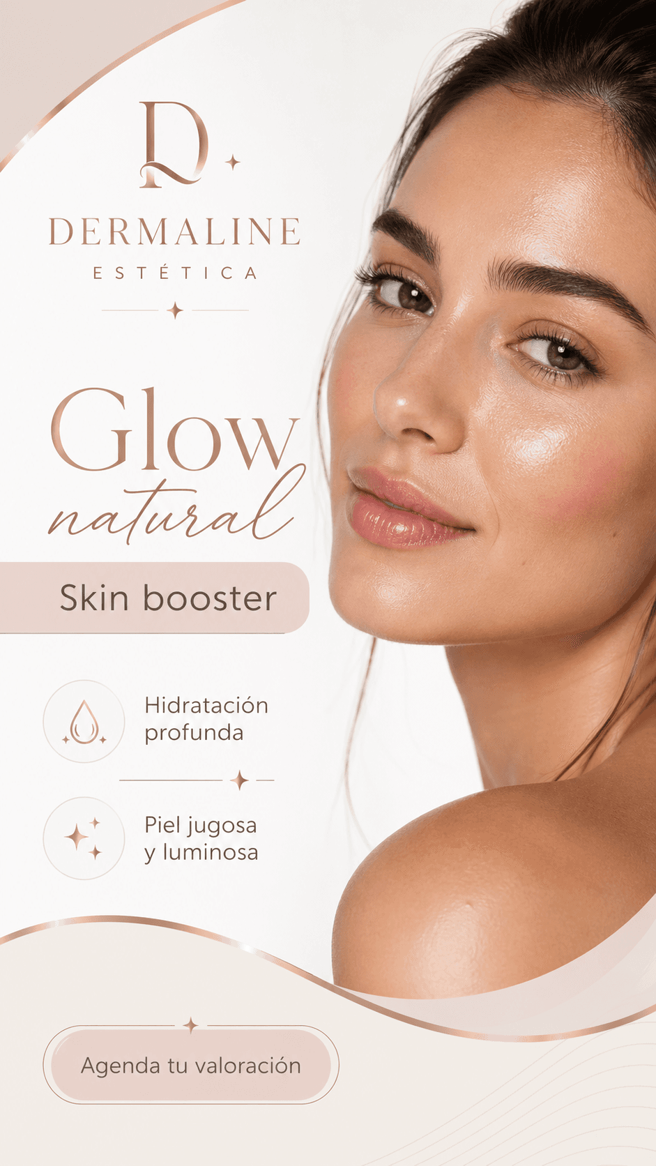 "Glow natural con skin booster. Hidratación profunda, piel jugosa y luminosa ✨"